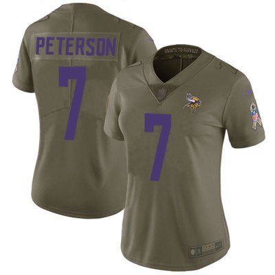 Nike Minnesota Vikings #7 Patrick Peterson Olive Women's Stitched NFL Limited 2017 Salute To Service Jersey